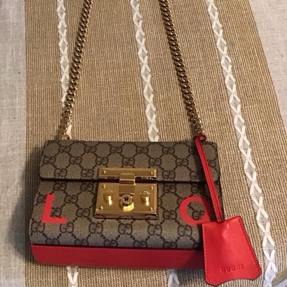 Gucci Padlock GG Shoulder Bag Chain Strap Brown Red Gold Hardware - Picture 6 of 13